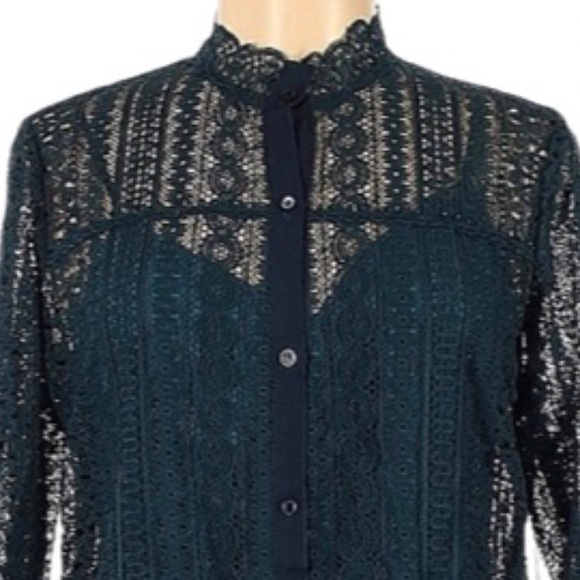 Carlisle Collection Lace Dress &  Slip Dress Set, Button Up, Deep Teal, GORGEOUS - Picture 3 of 16